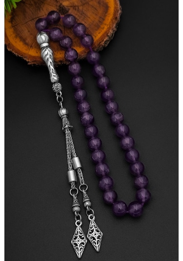 Ametist Tesbih Erkek Doğal Taş Ametist Tesbih 8 Mm Bt023 Mor