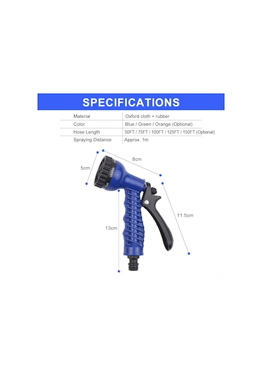 Reedark "7 Fonksiyonlu Genişleyebilir Bahçe Hortumu - 150ft Sızdırmaz Yüksek Basınçlı Esnek Hortum"