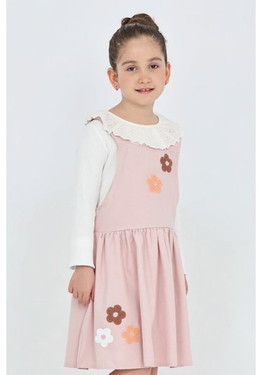 Kız Çocuk 2'li Elbise Elbise+badi Bluz 12342 Gülkurusu