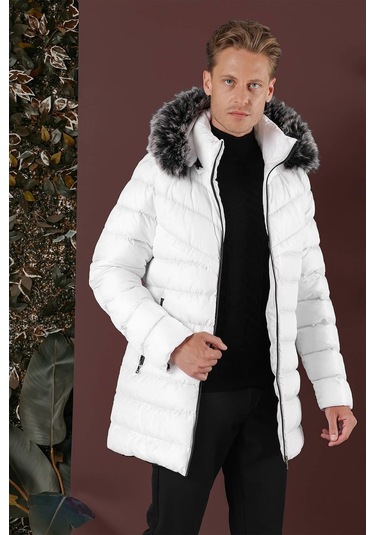 Efor Ka 076 Slim Fit Beyaz Spor Kaban Beyaz
