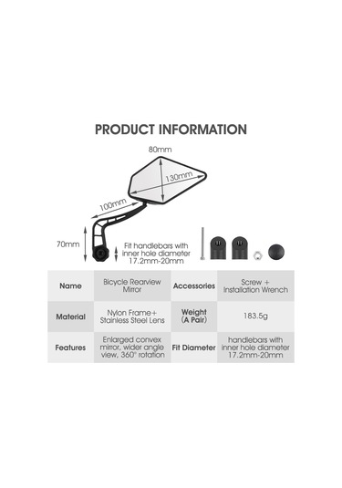 Yifomall Bisiklet Geribakış Aynası, Dönebilen Büyük Çerçeve, Dağ Bisikleti/santralit İçin, Sağlıklı Sürüş İçin Sol-sağ Çift Seti