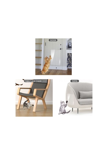 Geekyou Kedi Tırmalama Engeli Transparan Koltuk Koruyucu 4 Adet L Boy - Mühürlü Vinyl Koltuk Koruması