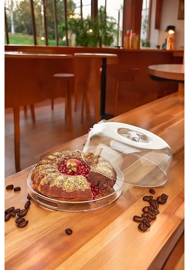 Ny Home 2'si 1 Arada Yuvarlak, Kristal Sunum Tepsisi Ve Kek Fanusu