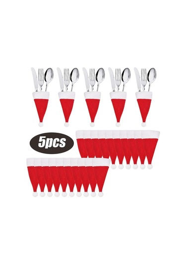 Noel Dekorasyonu Sofra Tutucu Çanta Noel Şapkası Çatal Bıçak Çatal Bıçak Takımı Çantası Noel Ev Mutfak Dekoru Süs Navidad Yeni Yıl 5 Pcs