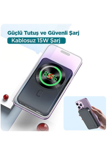 Phixi Force Pw14 10000mah 22.5w Kendinden Kablolu Magsafe Powerba