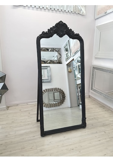 Ayna Denizi Princess Black Model Siyah Renk Dekoratif Ayaklı Boy Aynası Siyah