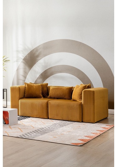 Katt Ekstra Rahat İskeletli 2 Li Koltuk 10 Renk Hardal