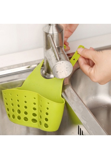 Xiyyadms Mutfak Lavabo Pvc Sıvı Drenajlı Ahşap/sponge Saklama Sepeti - Gri Mavi, Kolay Kurulum, Ev Organizasyon Aracı Diğer