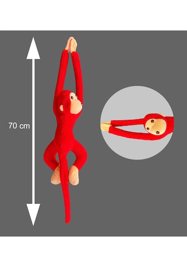 Peluş Maymun. Elleri Yapışabilen Uyku Ve Oyun Arkadaşı -70 Cm Kahverengi