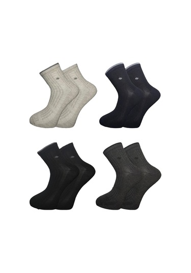 Erkek Yarım Konç Çok Renkli Pamuklu Çorap 4'lü Paket Çok Renkli