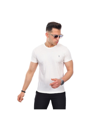Kozik Standart Fit Bisiklet Yaka Erkek Tişört 5'li Beyaz - Siyah - Füme