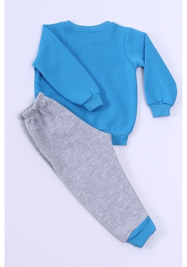 Erkek Bebek 3 İplik Eşofman Takımı Boom Baskılı A33 mavi