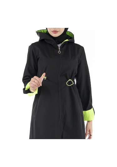 Sevitli Neon Trençkot-siyah-2448-siyah Siyah