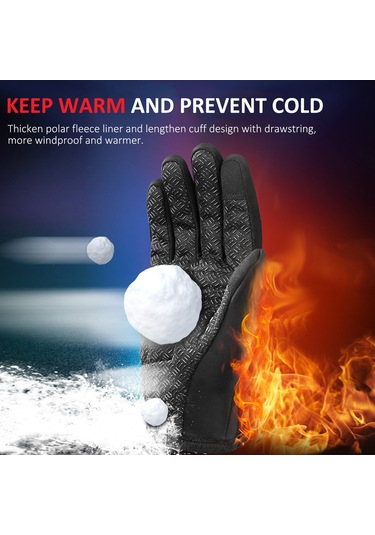 Yaleker Kış Bisiklet Eldiveni - Rüzgar Geçirmez, Şok Emici, Isınır, Dokunmatik Ekran Uyumlu, Tam Parmaklı - Gri, Palmiye Granüllü - Xxl