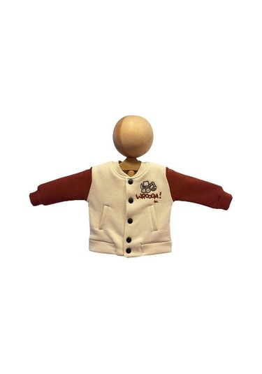 Erkek Bebek 3 İplik Sırt Baskılı Şardonlu Kolej Ceket-15452 Bej