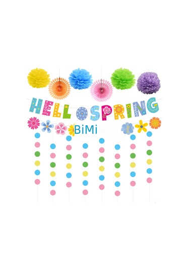 Lemestar Baharda Partiler İçin Renkli Dekoratif Takım - Bayrak, Balon Ve Pano Dahil Pratik Kurulum Seti 5