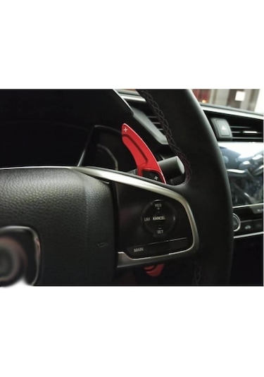 Honda Civic FC5 İçin Uyumlu Direksiyon F1 Vites Kulakçık Pedal Shift Kırmızı