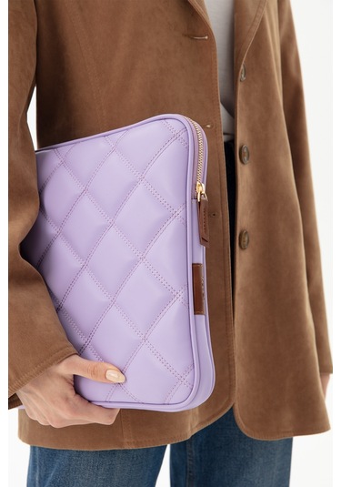 Kapitone Laptop Kılıfı 15.6 & 16 İnç Lila