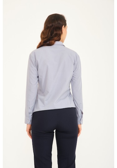 Kadın Uzunkollu Koyugri Gömlek Koyugri