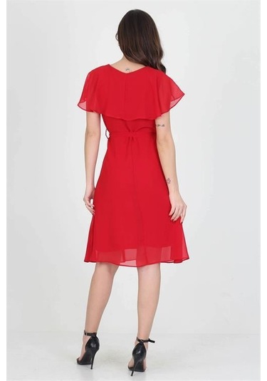 Kadın Şifon Mezuniyet Elbisesi Dpry8081 Kırmızı