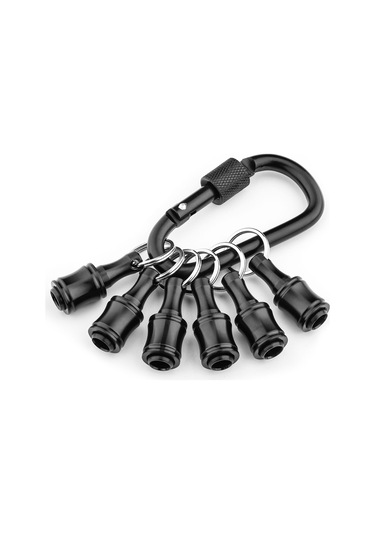 Youmex 1/4 İnç Alüminyum Uzatma Çubuğu - Tek Elle Kullanım İçin Anahtarlık Tutucu Ve Matkap Adaptörü 6 Parça Siyah