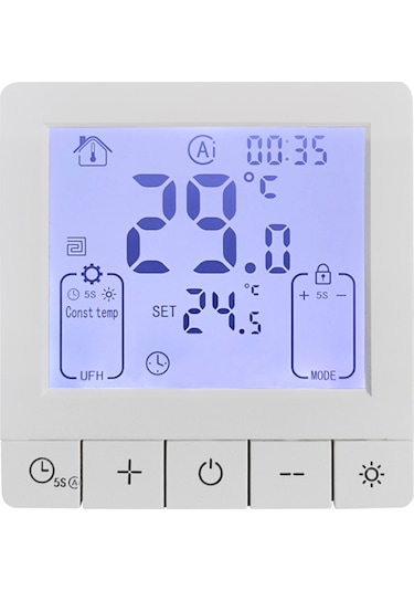 Konesam Beyaz Su Isıtma Akıllı Termostat - 3a Ip20 Koruma, 24 Saat Zamanlama, Lcd Renkli Ekran, 5-60 C Sıcaklık Kontrolü
