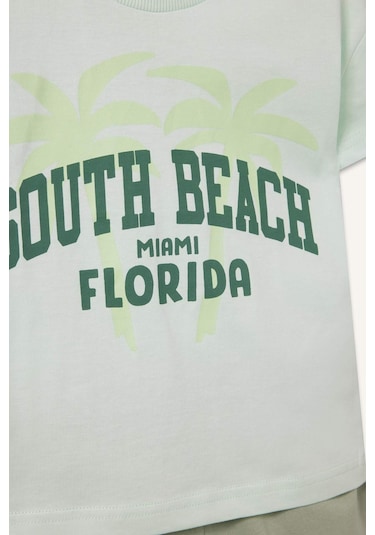 DeFacto Erkek Bebek 2'li Takım Baskılı Kısa Kollu Tişört Beli Lastikli Şort E2801A525SMTR345