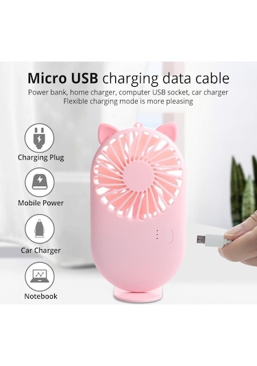 Beyaz Fonken Mini Usb Fan Sevimli Taşınabilir El Fan Hız Ayarlanabilir Hava Soğutucu Açık Seyahat Şarj Edilebilir Fan