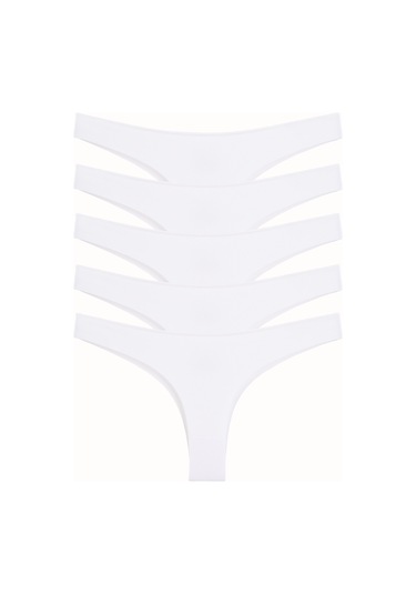 Kadın Külot Brazillian Tanga Lazer Kesim Esnek Iz Yapmayan 5 Li Paket Beyaz 92270 R01 Beyaz