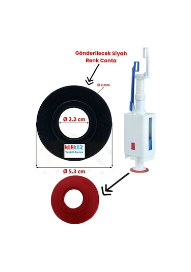 Japar Güral Gömme Rezervuar Iç Takım Boşaltma Contası Siyah