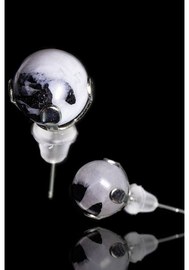 Sertifikalı Gerçek Doğal Ay Taşı Nokta Doğal Taş Küpe Çok Renkli