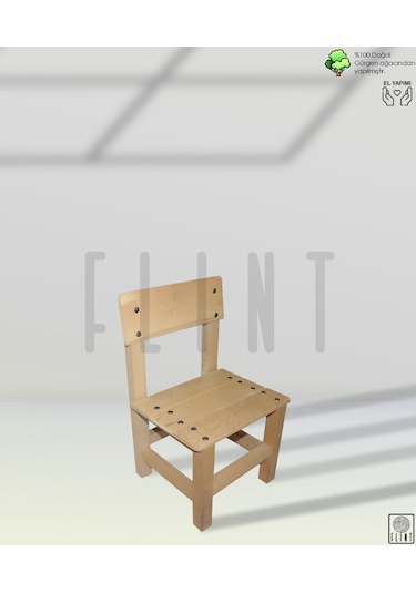 Ahşap El Yapımı Tahta Çocuk Çalışma Sandalyesi Çocuk Taburesi Ahşap