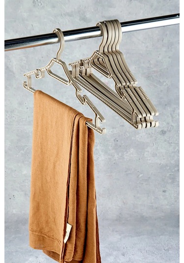 6'lı Kristal Desenli Askı Seti Şık Gri, Beyaz Ve Kahve Renk , Dayanıklı Kıyafet Askıları Kahverengi