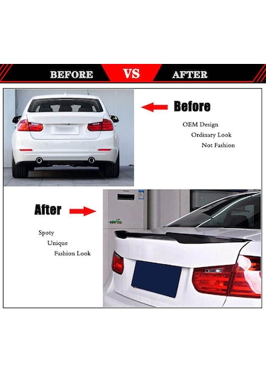 Bmw F30 Spoiler Bagaj Üstü F80 M4 Yarasa Tip Parlak Siyah Parlak Siyah - Piano Black