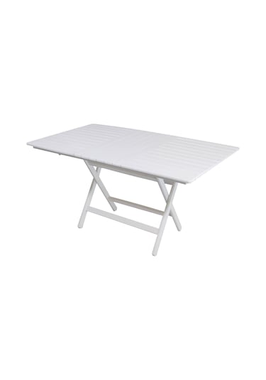 Bahçeme Kaş 80x120 Katlanabilir Ahşap Bahçe Balkon Masası -Beyaz