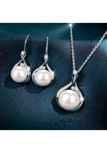 Lovina İnci Set Gümüş Kaplama Kolye Ve Bileklik 2 Li Set Gümüş