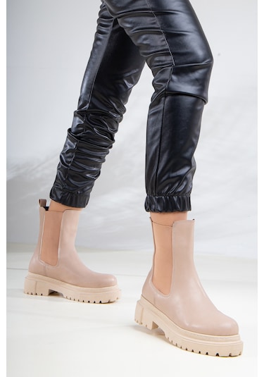 D1850 Kadın Yanı Lastikli Ortopedik Bot Bootie Nut