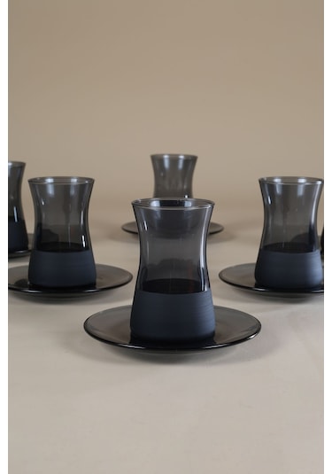 Rakle Matte 12 Parça Çay Seti Siyah 170 Cc Renkli Çok Renkli