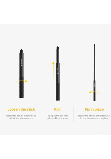 Springsun Insta360 Uçak Alüminyum Gizli Selfie Çubuğu - One X/x2, One/one R, Evo Uyumlu, 23.5-120cm Uzunluk Aralığı
