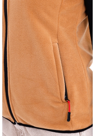 Monox Kadın Slim Fit Tam Fermuarlı Polar Yelek Kahve