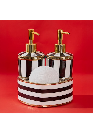 Perotti 16711 Maura Nero 2'li Porselen Sıvı Sabunluk Seti