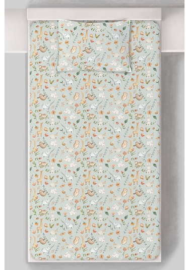 Organik Tek Kişilik Lastikli Çarşaf Seti - Doğanın Minik Sesleri Renkli