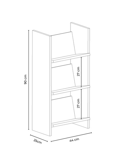 Derga 3 Raflı Kitaplık Beyaz - Meşe