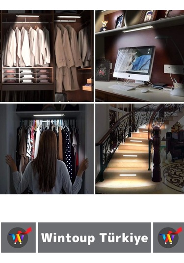 Premium Ev Oda Dolap İçi Çocuk Odası Gece Lambası Şarjlı Mıknatıslı Sensörlü Lamba 43 Cm Çok Renkli