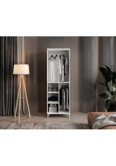 GuneyStore Milano 2 Kapaklı Komple Mdf Beyaz Gardırop