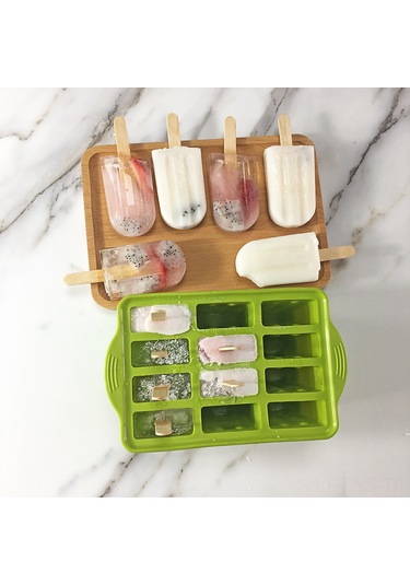 Hfambition Pembe 12'li Silikon Dondurma Kalıbı - Evde Kendi Dondurmanızı Yapın, Lezzetli Buz Şeritleri Ve Dondurmalar İçin Pratik Aksesuar Seti Çok Renkli