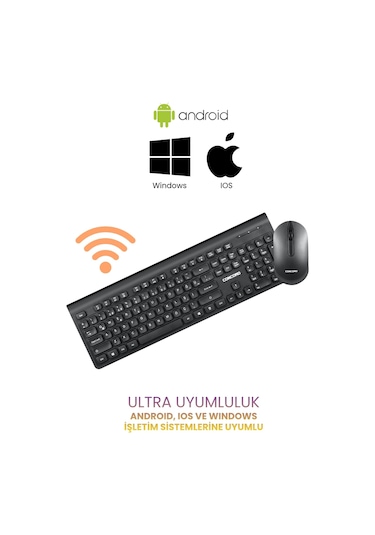 Kablosuz Multimedya Türkçe Q Klavye Mouse Seti Diğer