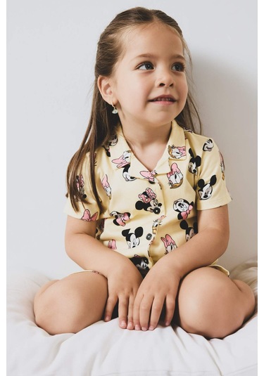 DeFacto Kız Bebek Disney Mickey & Minnie Pijama Takımı Kısa Kollu Penye Esnek Belli Şort E4652A525HSYL498