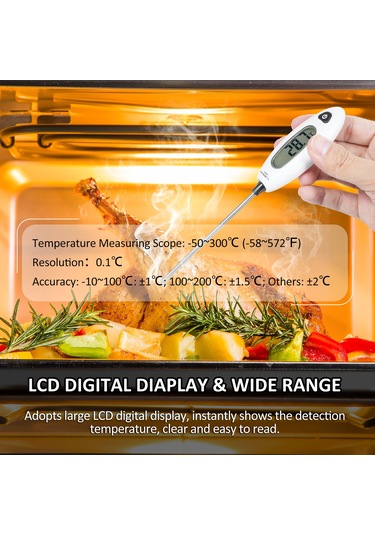 Springsun Gm1311 Anlık Okumalı Dijital Et Termometresi: Sıcaklık Kilitleme, Max/min, / , Pil Uyarısı, Otomatik Kapatma, Lcd