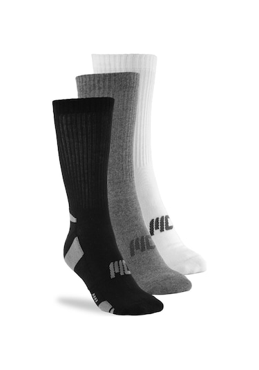 MuscleCloth Stay Fresh Uzun Çorap 3'Lü Paket Gri Beyaz Siyah Çok Renkli